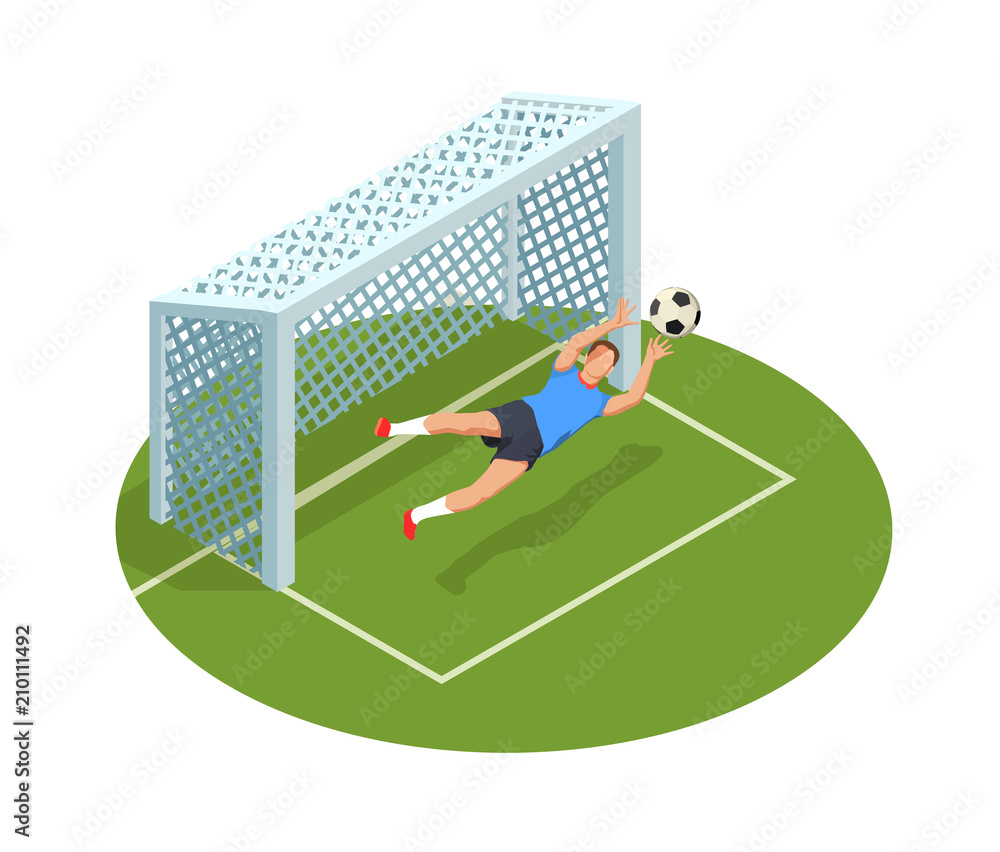 Fototapeta premium Goalkeeper Save Isometric Composition