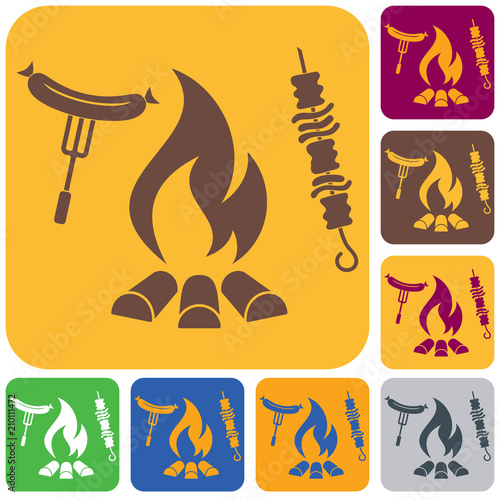 Grilled kebab and sausage icon