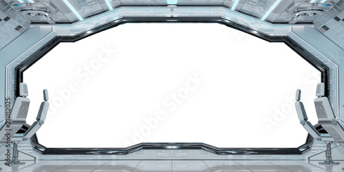 Fototapeta Naklejka Na Ścianę i Meble -  White clean spaceship interior background 3D rendering