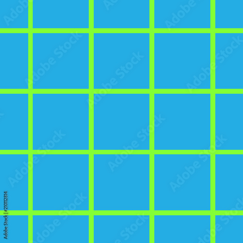 Seamless background with cell, lattice, intersecting lines Bright green stripes on blue background