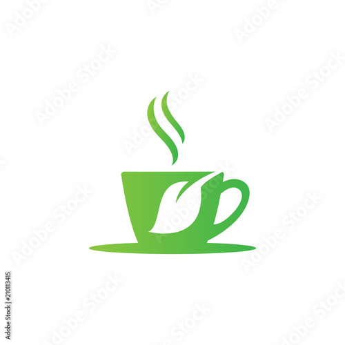 Green tea green coffee natural herb organic health logo or icon design