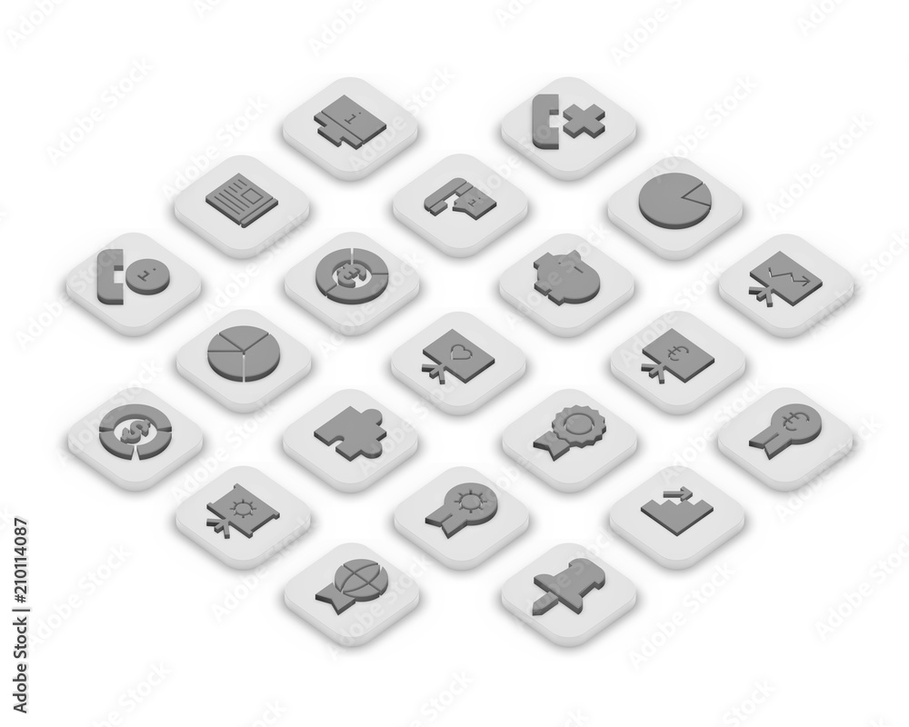 3D isometric icons of business isolated on a background. 3D isometric icons of business isolated on a background.