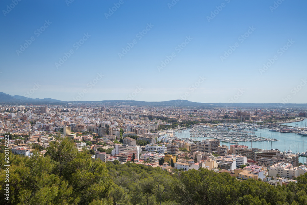 View from the Old fortified castle high above Palma in Majorca