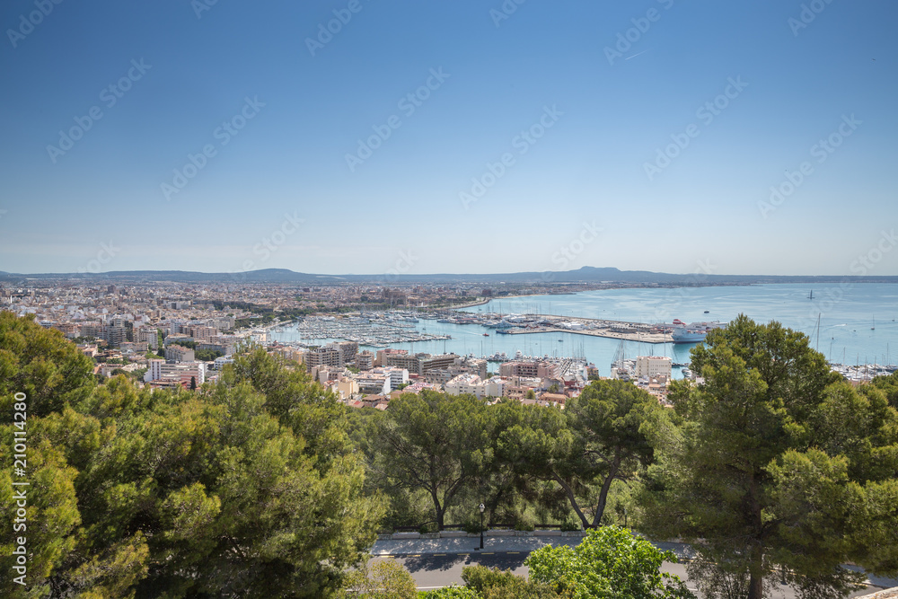 View from the Old fortified castle high above Palma in Majorca