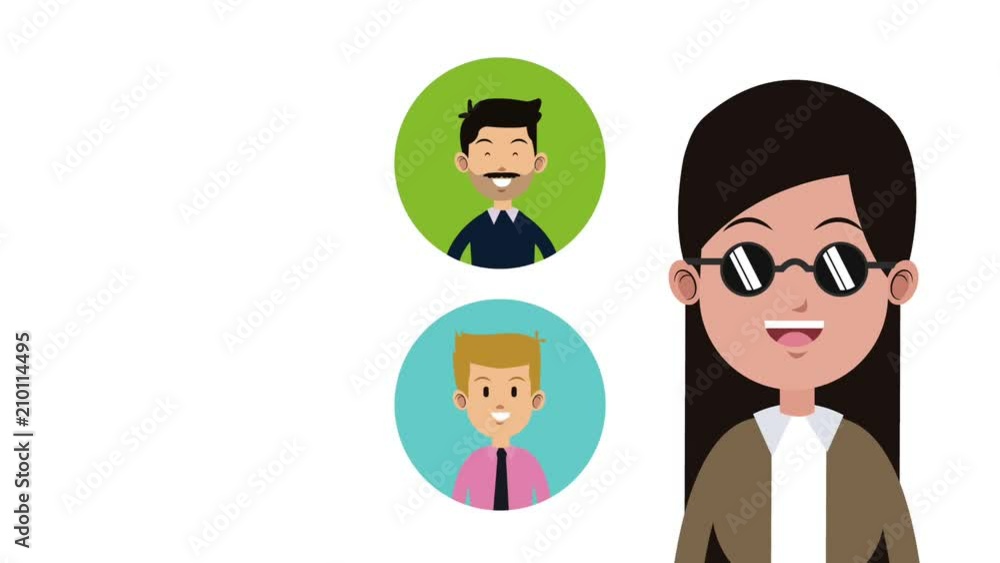 Young people smiling on round frames High definition colorful animation scenes Young people smiling on round frames High definition colorful animation scenes