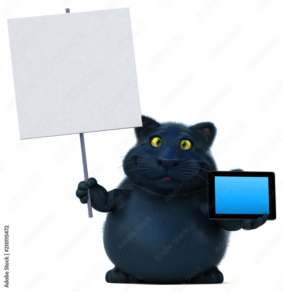 Obraz premium Fun cat - 3D Illustration