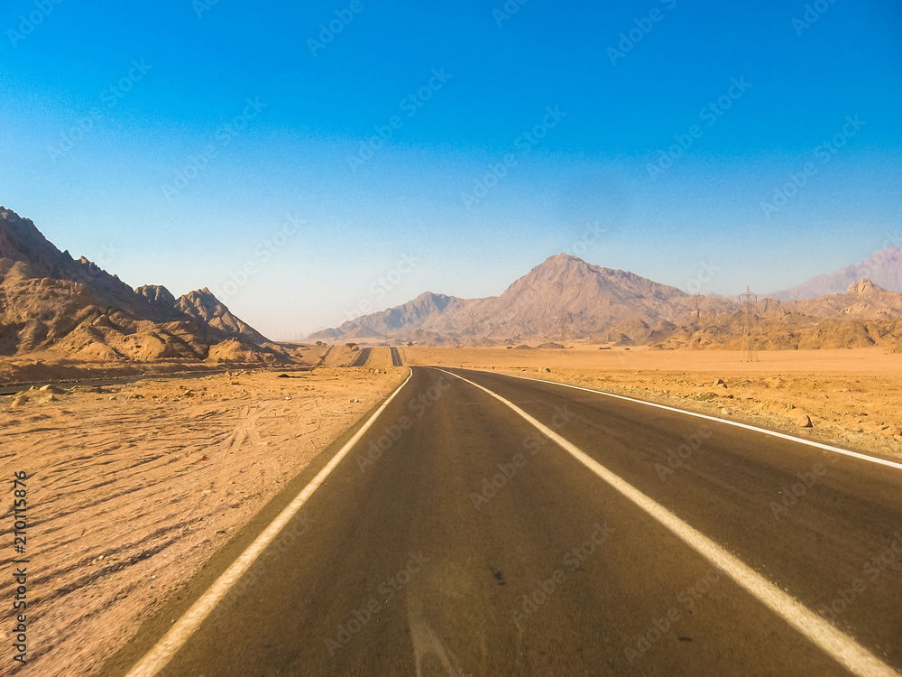 road to Colored Canyon, near Mount Sinai and Nuweiba, Sinai Peninsula in Egypt. road to Colored Canyon, near Mount Sinai and Nuweiba, Sinai Peninsula in Egypt.