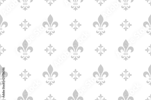 Wallpaper in the style of Baroque. A seamless vector background. White and grey floral ornament. Graphic pattern for fabric, wallpaper, packaging. Ornate Damask flower ornament.
