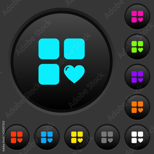 Favorite component dark push buttons with color icons