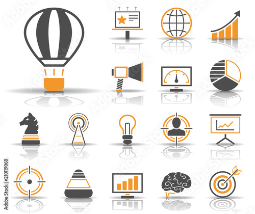 Werbung & Marketing - Iconset (Grau/ Orange)