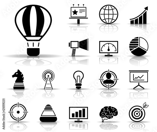 Werbung & Marketing - Iconset (Schwarz)