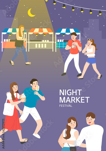 Night market Festival Illustration