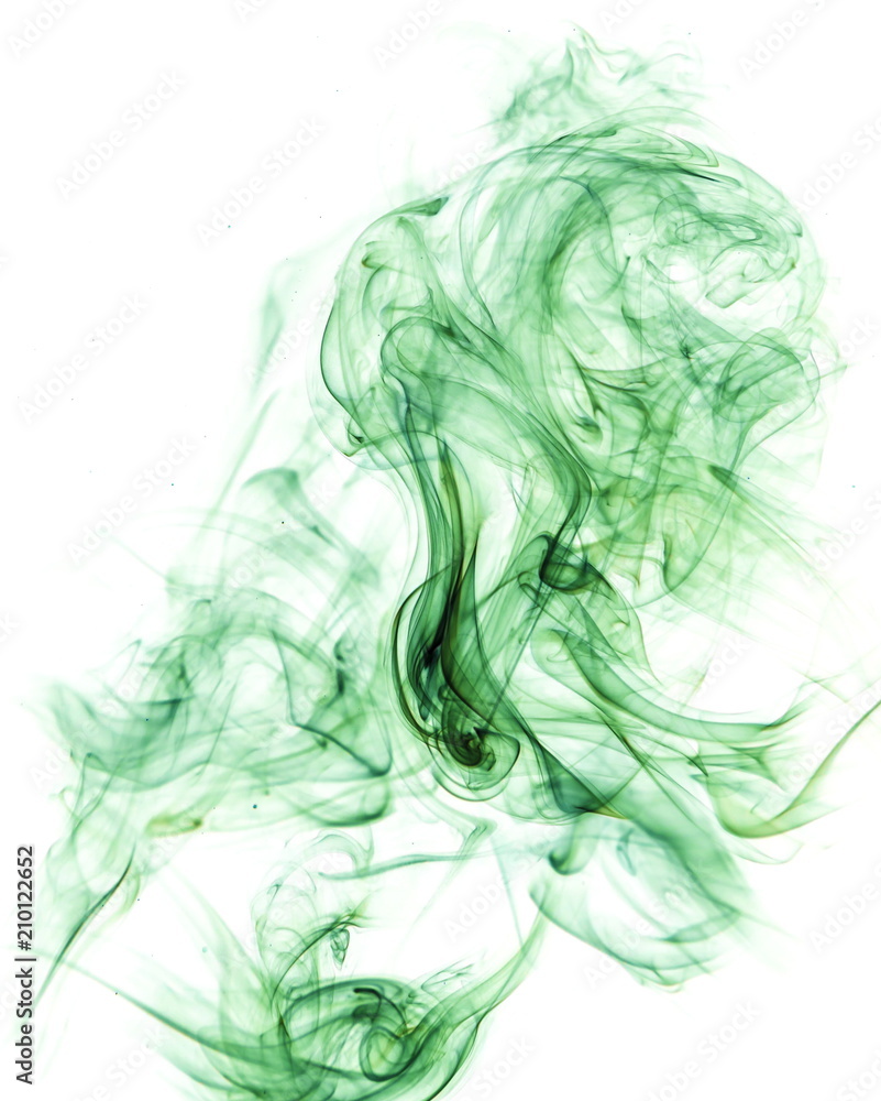 Fototapeta premium Green smoke on white background