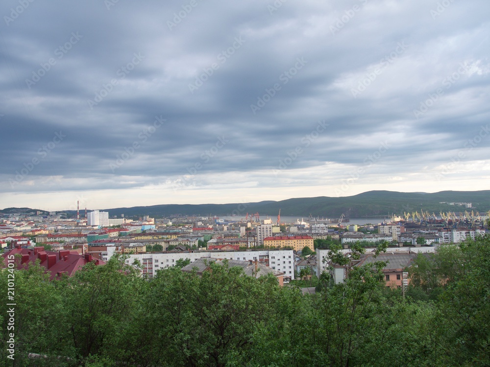 Murmansk, Russia. city landscape with a view of the Kola Bay