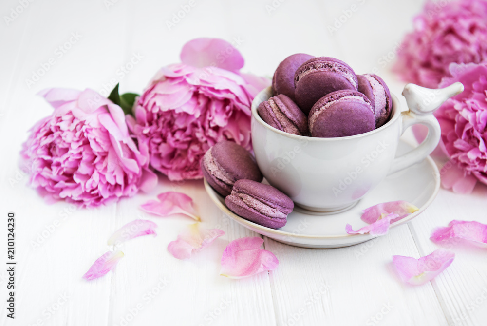 Cup with sweet macaroons Cup with sweet macaroons