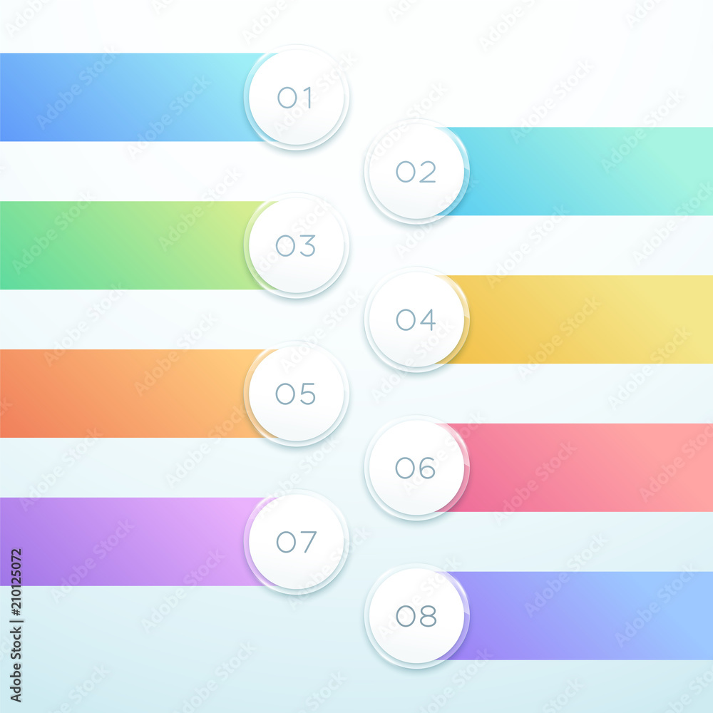 Vector 3d Circle Banner 8 Point Infographic List Design