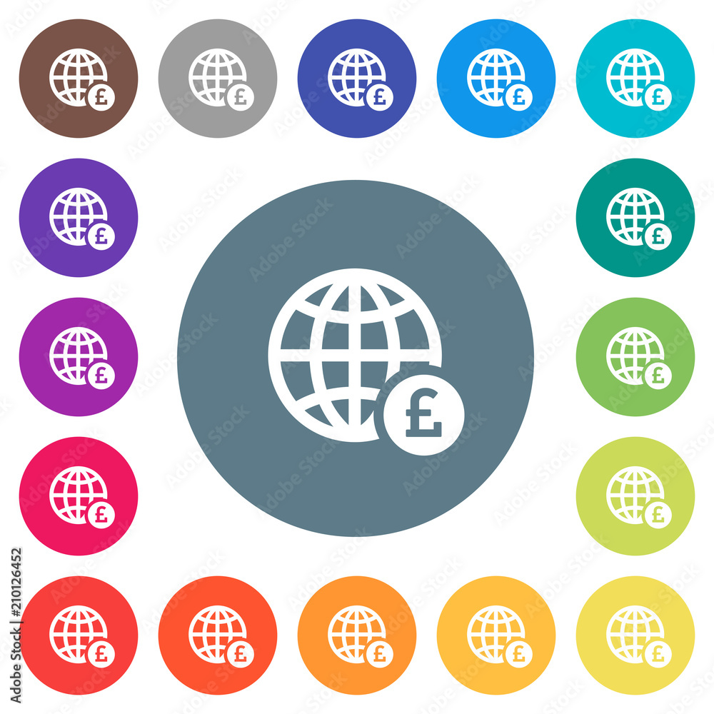 Online Pound payment flat white icons on round color backgrounds Online Pound payment flat white icons on round color backgrounds
