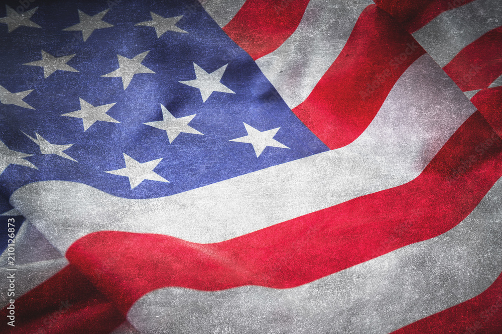 Obraz premium Antique America flag waving pattern background in red blue white color concept for USA 4th july independence day.