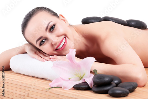 Young pretty woman in a spa salon
