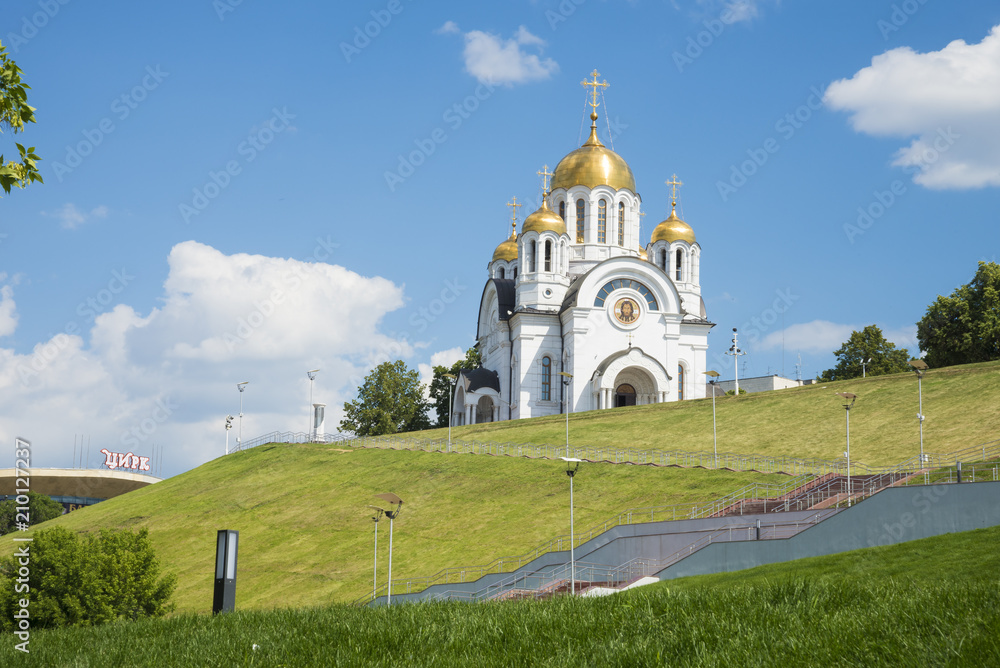 Church in honor of St. George the victorious in Victory square in Samara, Russia. On a Sunny summer day. 19 June 2018 Church in honor of St. George the victorious in Victory square in Samara, Russia. On a Sunny summer day. 19 June 2018