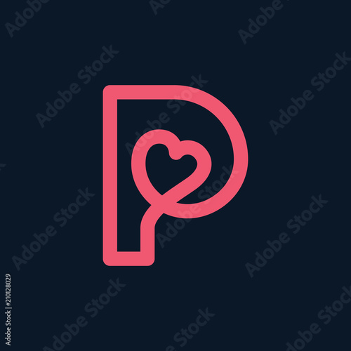 Letter P Love Logo