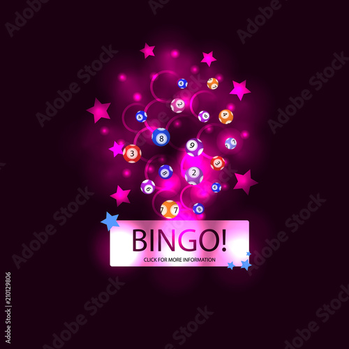 Vector Illustration BINGO! Winner Concept Shining Background, Glow Effect.