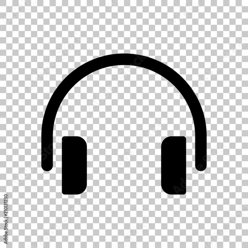 Simple headphones icon. On transparent background.