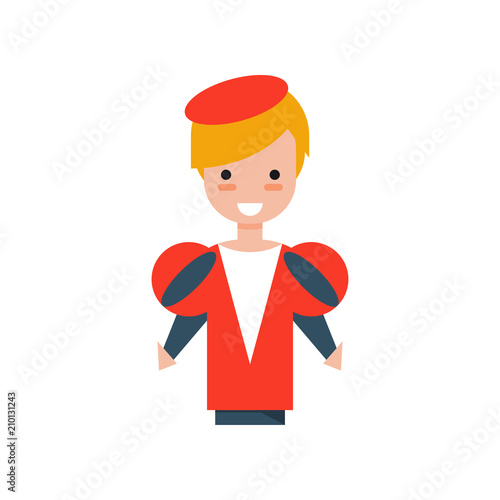 Male actor in medieval suit vector Illustration on a white background