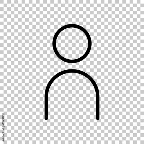 Simple person icon. Linear symbol, thin outline. On transparent