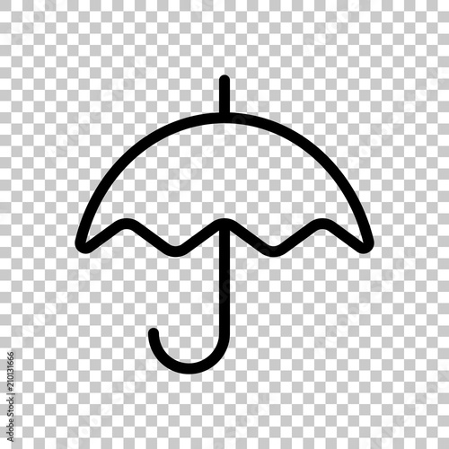 Simple umbrella icon. Linear, thin outline. On transparent backg