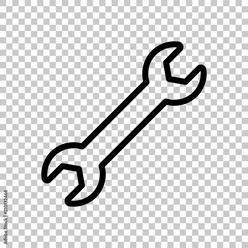 Wrench. Linear, thin outline. On transparent background. Wrench. Linear, thin outline. On transparent background.