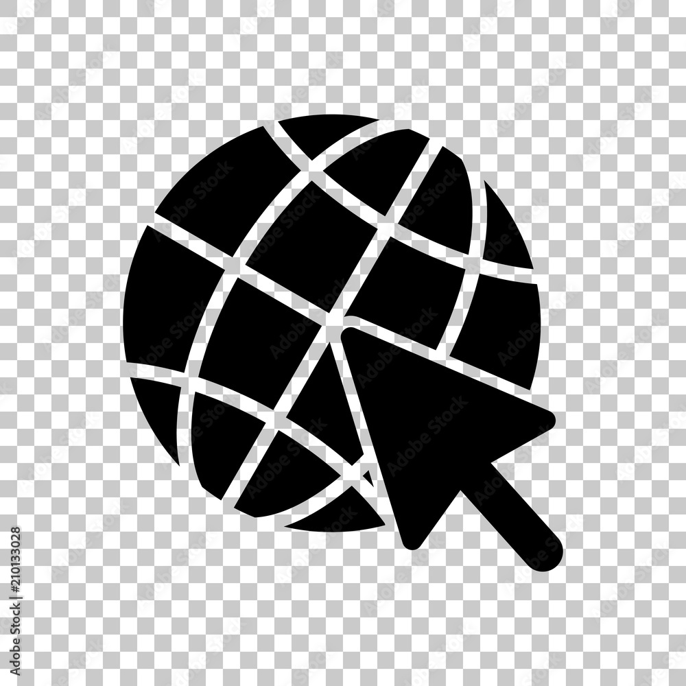 Globe and arrow icon. On transparent background. Globe and arrow icon. On transparent background.