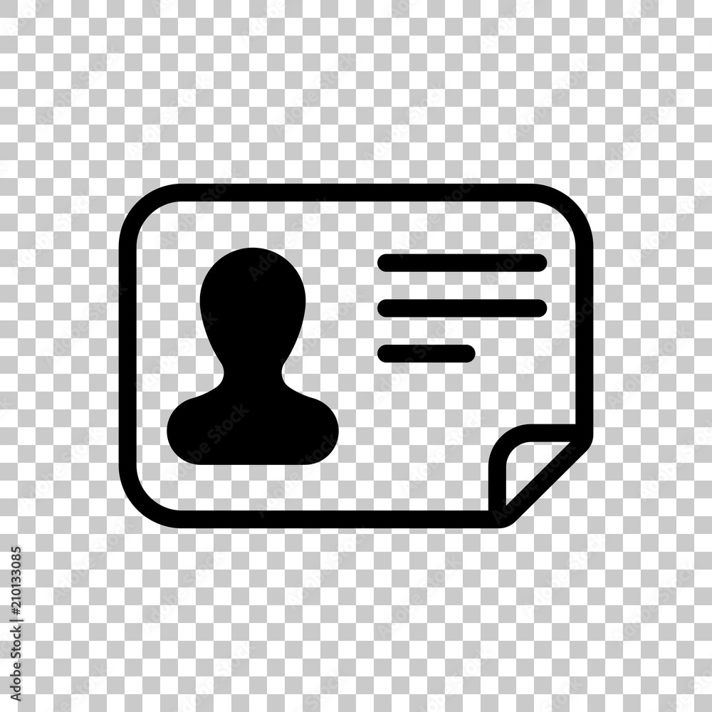 Identification card icon. ID profile. On transparent background. Stock