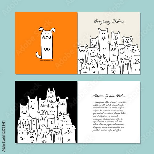 Business cards design, funny dogs family