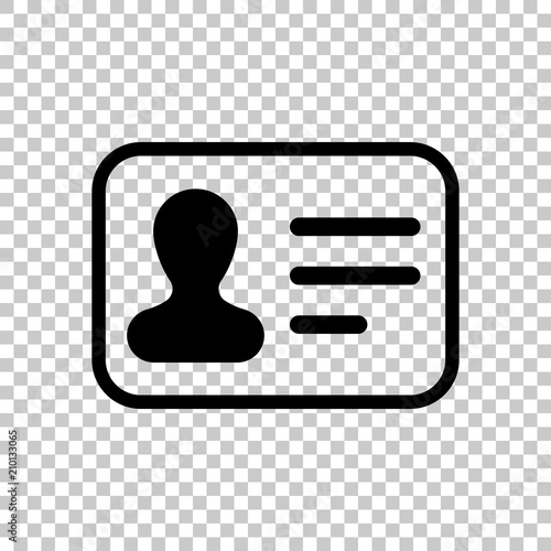 Identification card icon. ID profile. On transparent background.
