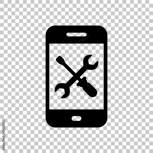 Phone repair service icon. On transparent background.
