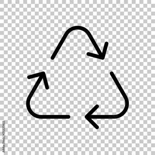 Recycle or reuse icon. Thin arrows, linear style. On transparent