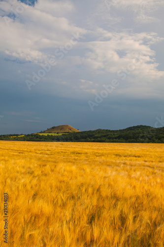 View on Cicov hill in Czech Bohemian Highlands before storm.