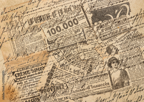 Used paper Creative vintage background Newspaper strips