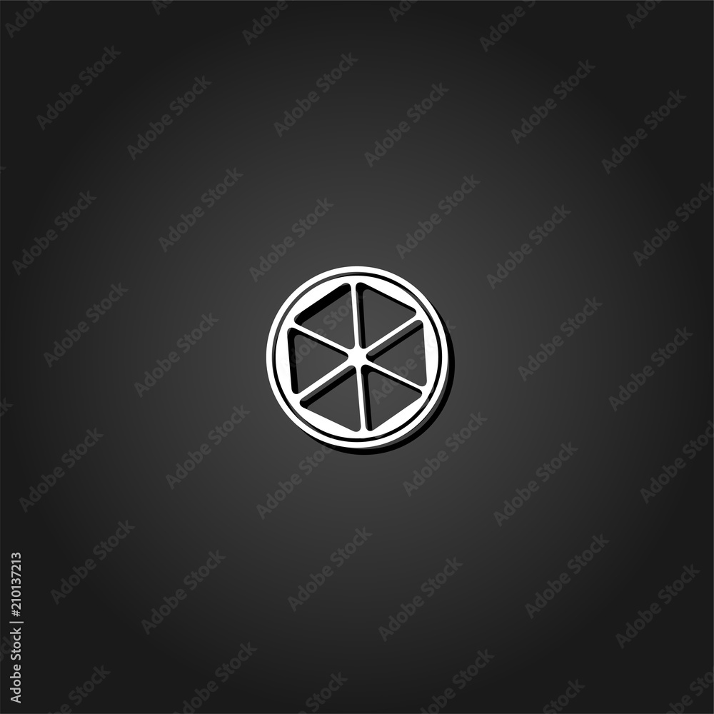 Lemon icon flat. Simple White pictogram on black background with shadow. Vector illustration symbol Lemon icon flat. Simple White pictogram on black background with shadow. Vector illustration symbol