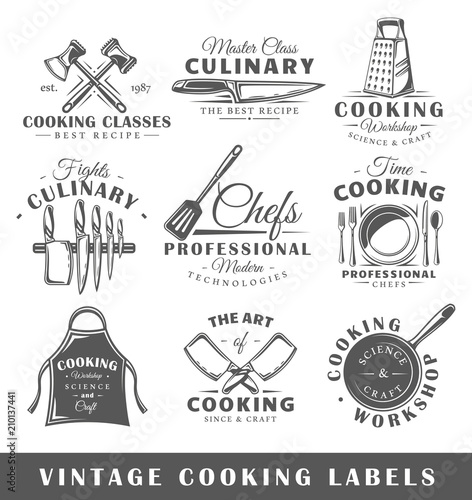 Set of vintage cooking labels