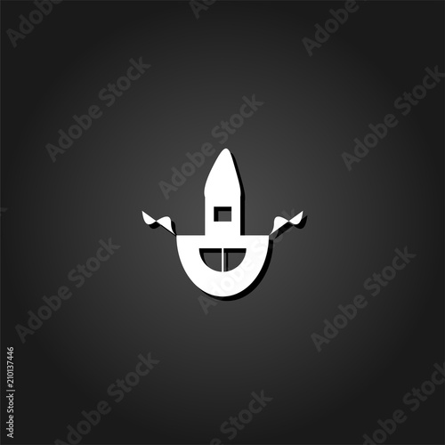 Apron icon flat. Simple White pictogram on black background with shadow. Vector illustration symbol