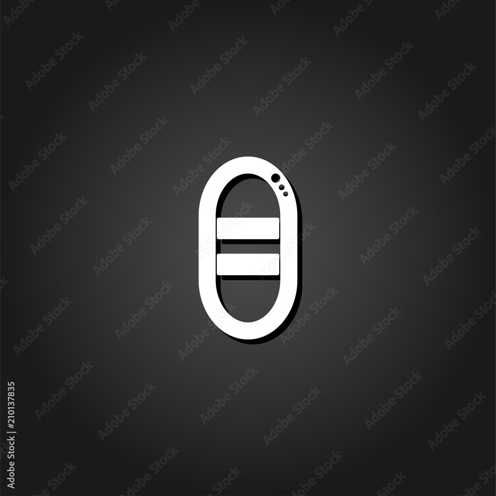 Boat icon flat. Simple White pictogram on black background with shadow. Vector illustration symbol Boat icon flat. Simple White pictogram on black background with shadow. Vector illustration symbol