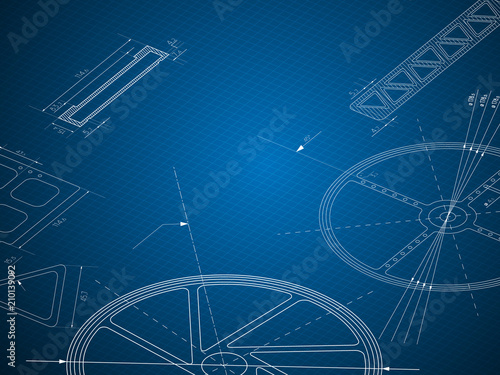 abstract blue print gear technology background