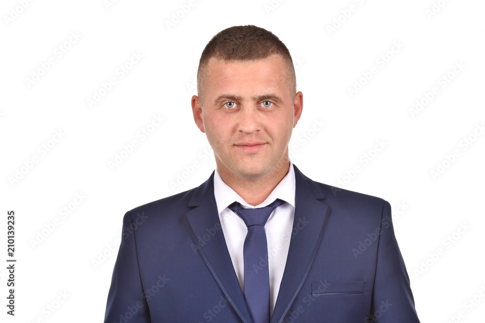 Man in suit on white background. Confident businessman. Office worker. Man in suit on white background. Confident businessman. Office worker.