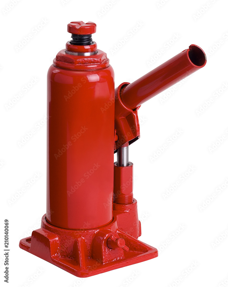 Red Hydraulic Bottle Car Jack isolated on white background Red Hydraulic Bottle Car Jack isolated on white background