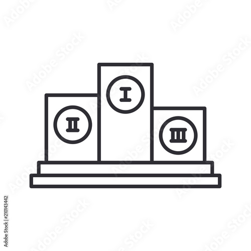 Line vector olympic pedestal, winner award icon. Sport equipment, success symbol. Athletic competition. Championship reward, win trophy. Retro style illustration and element for your design wallpaper.