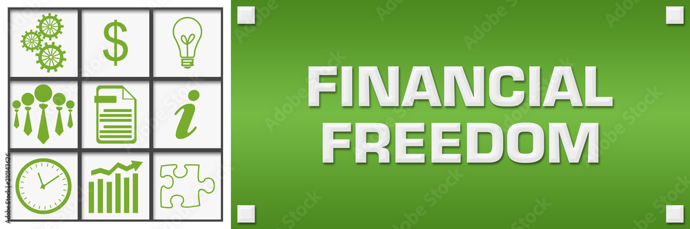 Financial Freedom Green Business Symbols Grid Left Financial Freedom Green Business Symbols Grid Left