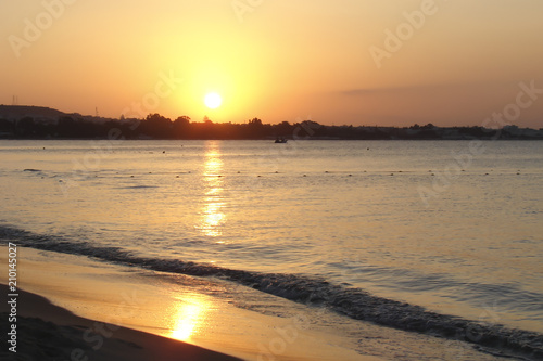 deserted beach at dawn, Africa; light breeze, early morning, twilight