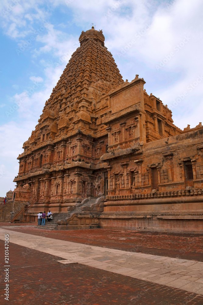 Brihadisvara Temple, Tanjore, Tamil Nadu. View from South East.